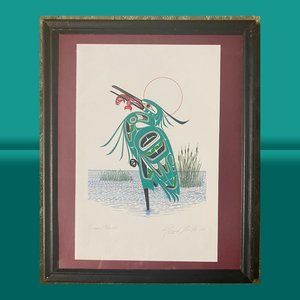 Magical Indigenous Artwork, Heron, signed by artist Richard Shortly